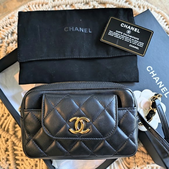 HP💘 CHANEL 💯 CC Waist Belt Bag With Pouch Wallet In Lambskin - Picture 5 of 16
